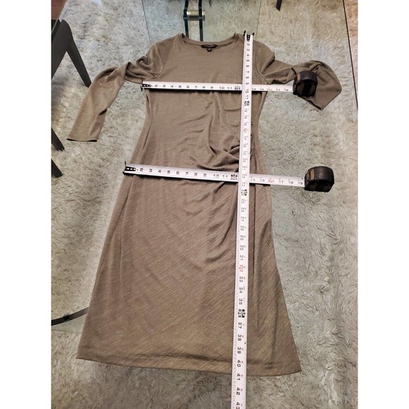 Banana Republic Women Green Polyester Round Neck Long Sleeve Knee Length Dress S - Picture 8 of 14